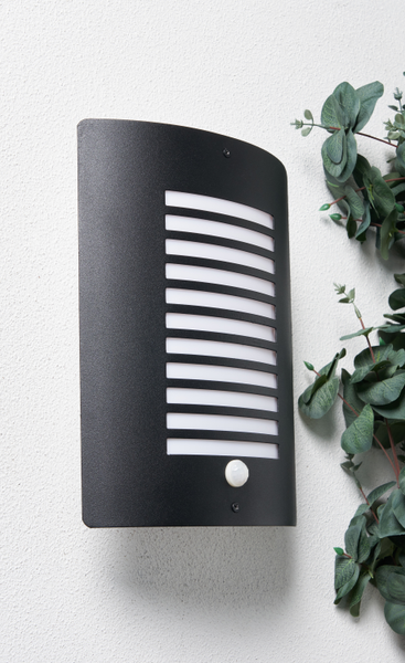 Sigma Panel Slatted Wall Lantern With PIR, Black - Image 5