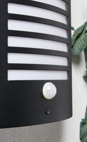 Sigma Panel Slatted Wall Lantern With PIR, Black - Image 6