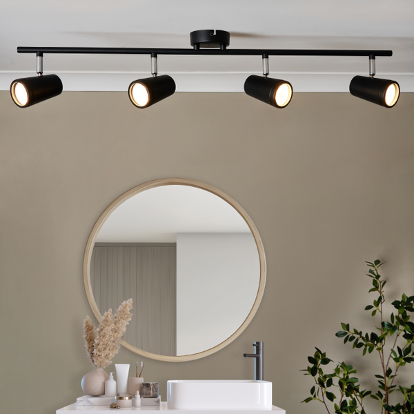 Freya Bathroom Ceiling Spotlight Bar, Matt Black - Image 2