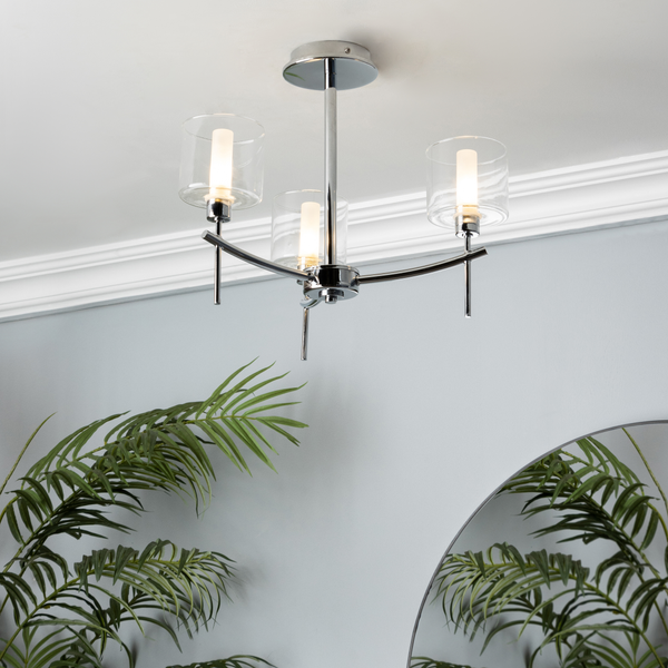 Montreal Classic Chrome Flush 3 Light Bathroom