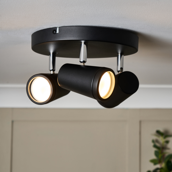 Freya Bathroom Ceiling Spotlight Plate, Matt Black