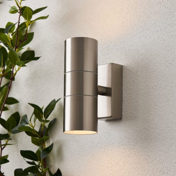 Leto 2 Light Up and Down Outdoor Wall Light - Stainless Steel - Image 3