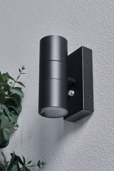 Leto Outdoor Up and Down Wall Light with Photocell, Black - Image 2