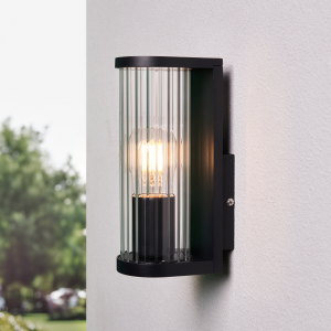 Akuma Ribbed Outdoor Wall Light, Black