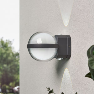 Anmo Up and Down LED CCT Outdoor Globe Wall Light, Anthracite