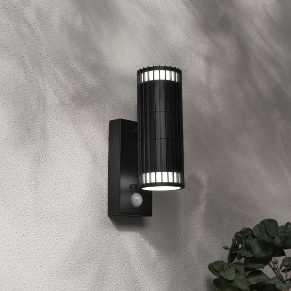 Muto Outdoor Up and Down Wall Light with PIR Sensor, Black