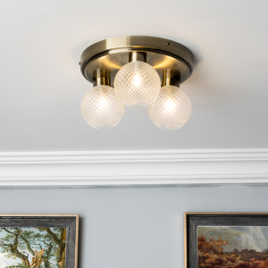 Vermont Ceiling Flush. IP44. Antique Brass