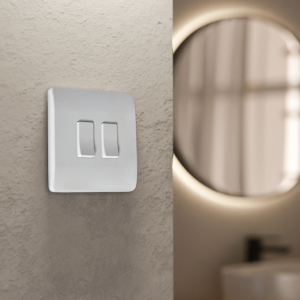 2 Gang Battery powered Switch  On/Off/Dim Matt White IP20 CR2032 battery supplied