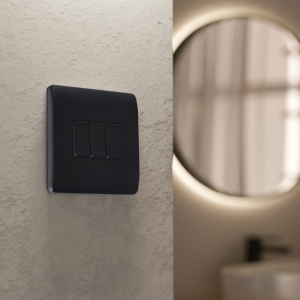 3 Gang Battery powered Switch  On/Off/Dim Matt Black IP20 CR2032 battery supplied