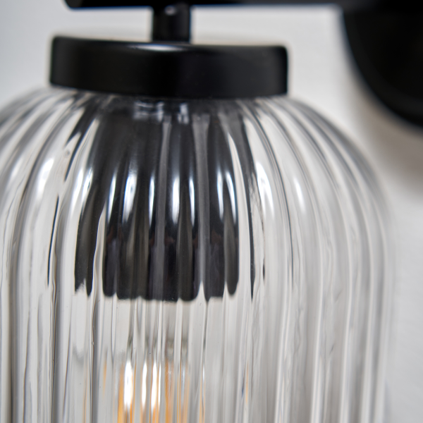 Stanton Ribbed Glass Outdoor Wall Light Black - Image 2