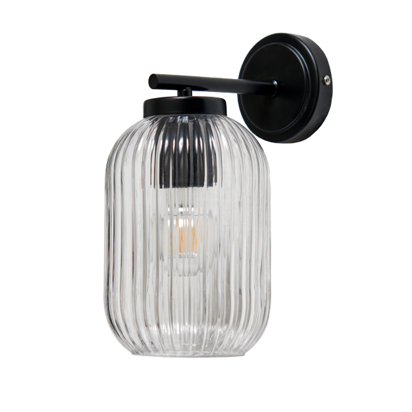 Stanton Ribbed Glass Outdoor Wall Light Black - Image 4