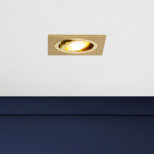 Pasto Single Aluminium Square Adjustable Downlight GU10 Brass