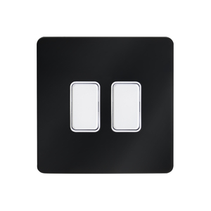 Decorative Kinetic Switch - 2 Gang, Black Chrome Front, White switch and body- Dimmable - Image 4