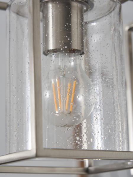 Hardy Caged 3 Light Kitchen/Diner Bar Satin Nickel/Bubble Glass - Pendant - Image 4