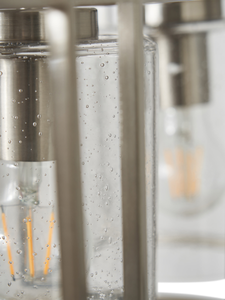 Hardy Caged 3 Light Kitchen/Diner Bar Satin Nickel/Bubble Glass - Pendant - Image 5