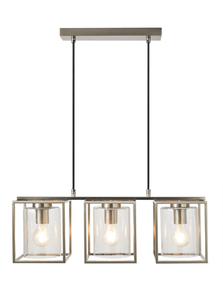 Hardy Caged 3 Light Kitchen/Diner Bar Satin Nickel/Bubble Glass - Pendant - Image 6