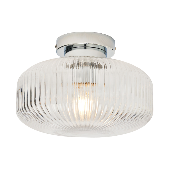 Scala 1lt Chrome Ribbed Flush Bathroom Light IP44 - Image 4