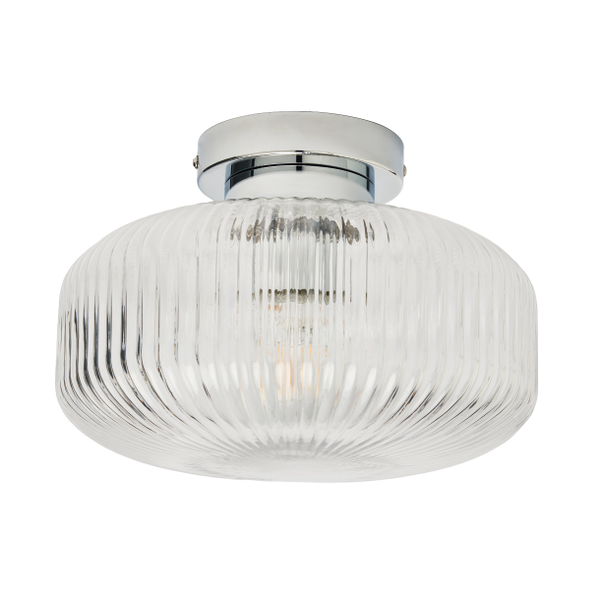 Scala 1lt Chrome Ribbed Flush Bathroom Light IP44 - Image 5