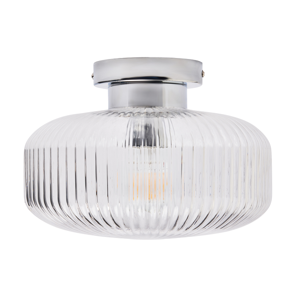 Scala 1lt Chrome Ribbed Flush Bathroom Light IP44 - Image 7