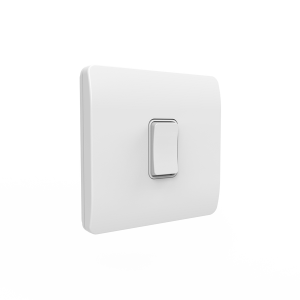 Slimline Kinetic Switch- 1 Gang, White body, white switch. - Dimmable