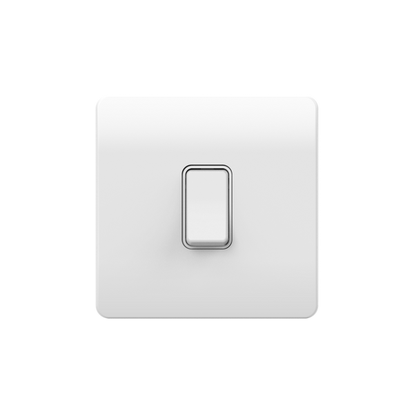 Slimline Kinetic Switch- 1 Gang, White body, white switch. - Dimmable - Image 2