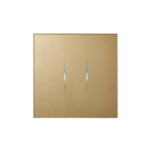 Ikonects Decorative glass switch - Brass front, white surround - 2 Gang