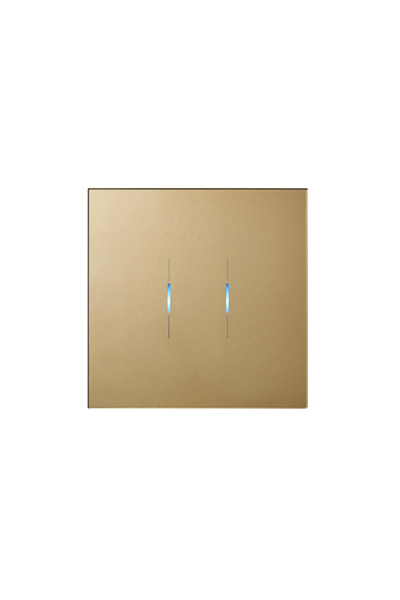Ikonects Decorative glass switch - Brass front, white surround - 2 Gang