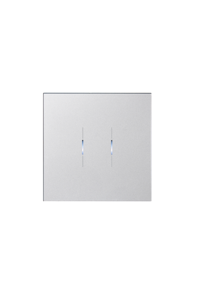 Ikonects Decorative glass switch - Chrome front, white surround - 2 Gang