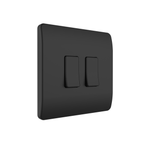 2 Gang Battery powered Switch  On/Off/Dim Matt Black IP20 CR2032 battery supplied
