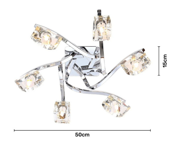 Bella 6 Light Flush - Chrome - Image 4