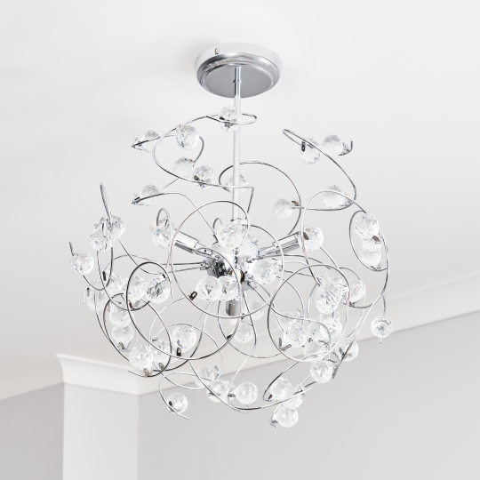 Lila Sputnik Flush Ceiling Light - Chrome