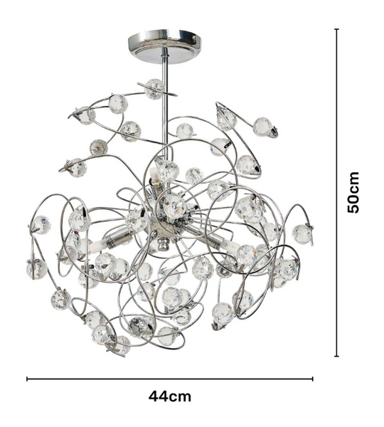 Lila Sputnik Flush Ceiling Light - Chrome - Image 4