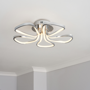Alvar 5 Petals LED Chrome Ceiling Light - Flush