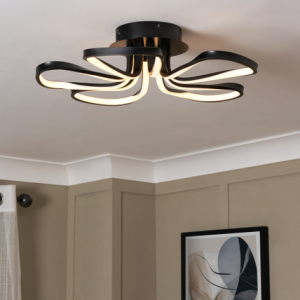 Alvar 5 Petals LED Satin Black Ceiling Light - Flush