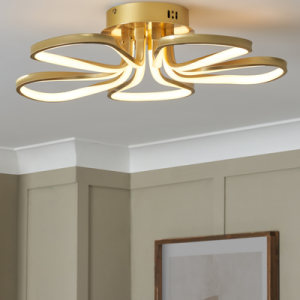Alvar 5 Petals LED Satin Brass Ceiling Light - Flush