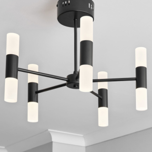 Lois Chandelier 10 Light Satin Black - Semi Flush