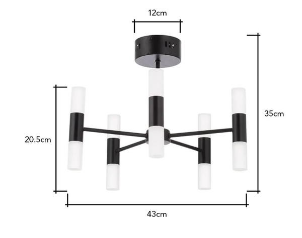 Lois Chandelier 10 Light Satin Black - Semi Flush - Image 4