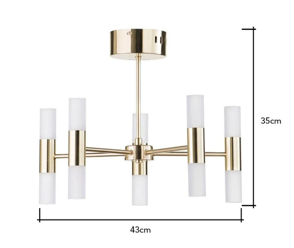 Lois Chandelier 10 Light Satin Brass - Semi Flush - Image 4