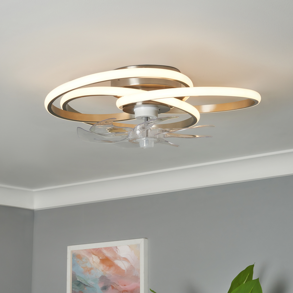Trinity LED dimmable Fan Light with Remote Control - Satin Nickel