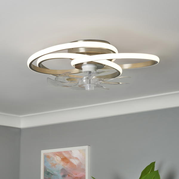 Trinity LED dimmable Fan Light with Remote Control - Satin Nickel - Image 2