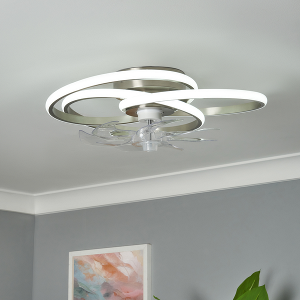 Trinity LED dimmable Fan Light with Remote Control - Satin Nickel - Image 3