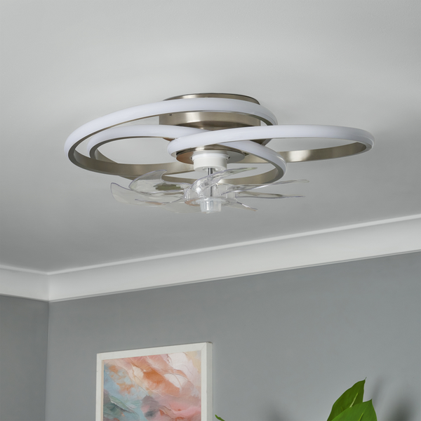 Trinity LED dimmable Fan Light with Remote Control - Satin Nickel - Image 4