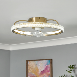 Lyona LED dimmable Fan Light with Remote Control - Brass