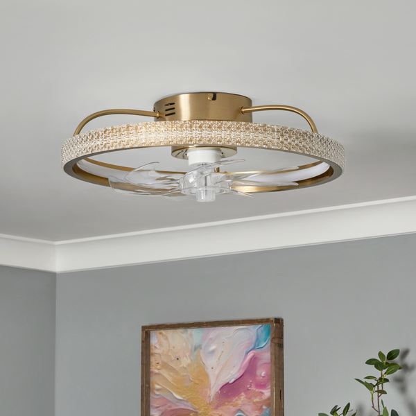 Lyona LED dimmable Fan Light with Remote Control - Brass - Image 4