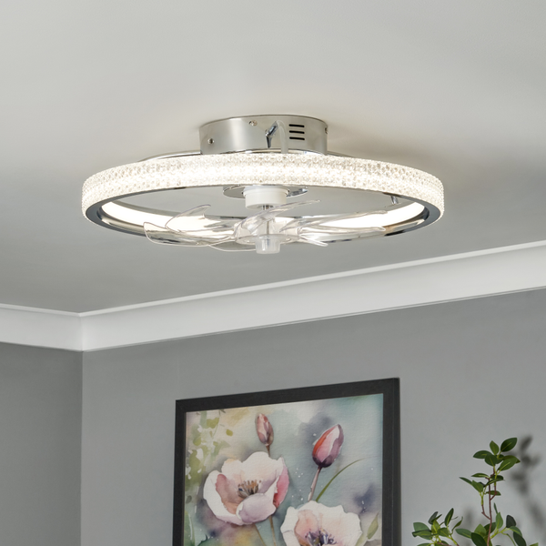 Lyona LED dimmable Fan Light with Remote Control - Chrome - Image 2