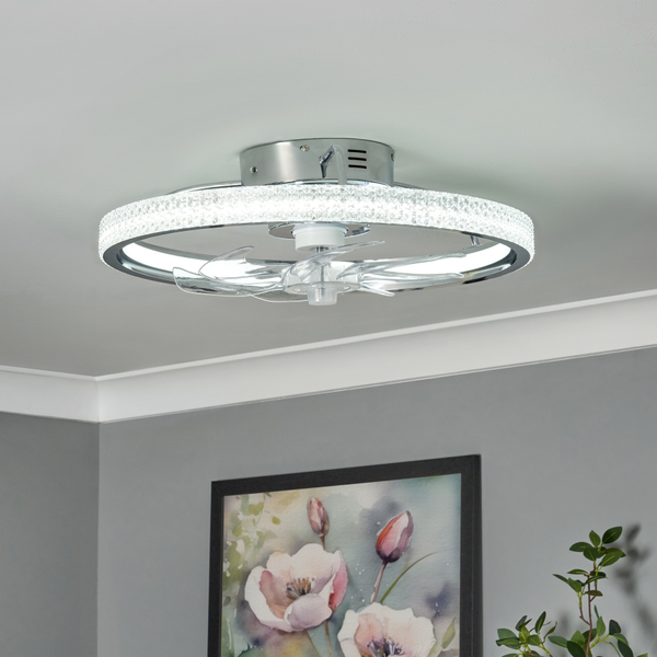 Lyona LED dimmable Fan Light with Remote Control - Chrome - Image 3