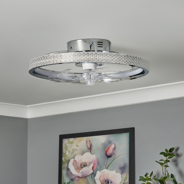 Lyona LED dimmable Fan Light with Remote Control - Chrome - Image 4