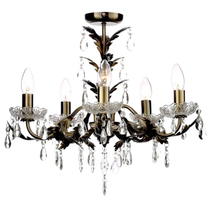 Paisley 5 Light Antique Brass - Flush