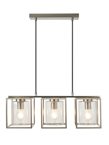 Hardy Caged 3 Light Kitchen/Diner Bar Satin Nickel/Bubble Glass - Pendant - Image 10