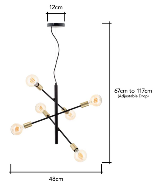 Calvet 6 Light Adjustable Spider Fitting - Pendant - Image 7